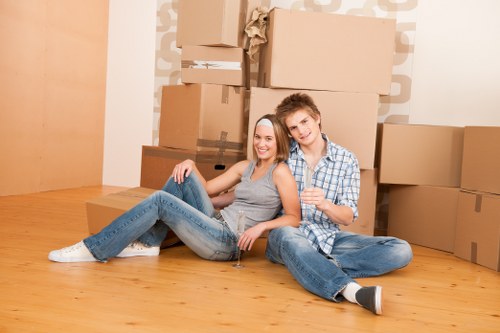 Boxes and furniture being prepared for a Hampstead house move