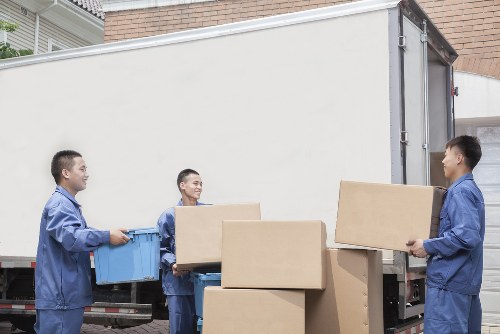 Office furniture and equipment prepared for a move in Hampstead