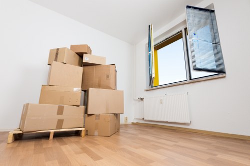 Moving boxes and office equipment during a Hampstead relocation