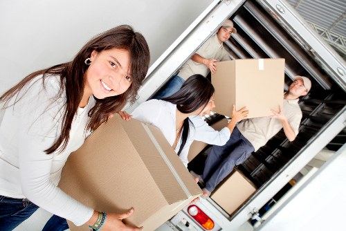 Commercial move underway with office equipment being transported locally in Hampstead